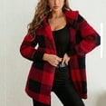 thumbnail image 5 of Dweltoz Fleece Flannel Jacket for Women Plus Size Plaid Lined Open Front Hoodies Oversized Winter Warm Jacket Shacket Fuzzy Cardigan Sweater with Pockets,Red M, 5 of 6