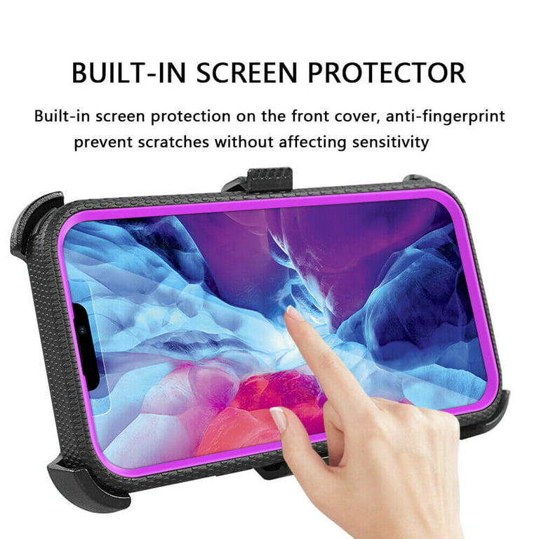 SOATUTO for iPhone 13 Pro 6.1 inch Phone Case Hybrid Protective Case  Built-in Screen Protector Sand Belt Clip Heavy Duty Dustproof Shockproof  Anti-Scratch Armor For Apple iPhone 13 Pro 2021 - Purple 