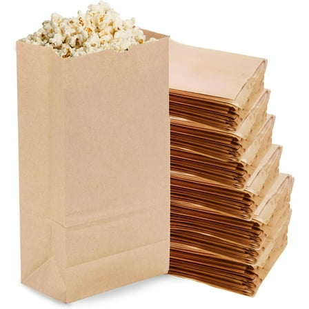 Duro 6# Paper Lunch Bags 100 Count - Bulk Disposable Kraft Paper Sacks, Dubl Life SOS Brown Bag for Candy, Snacks & Treats - 6.00 x3.62 x 11.06 Inches