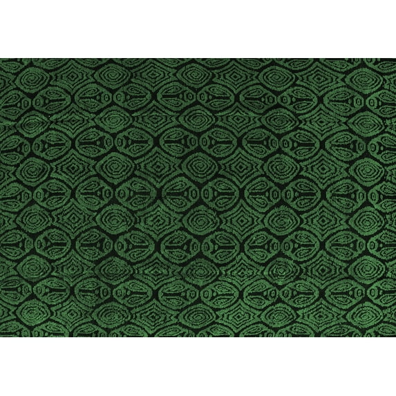 Ahgly Company Machine Washable Indoor Rectangle Abstract Emerald Green Modern Area Rugs, 3' x 5'