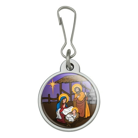 Nativity Scene Baby Jesus Mary Joseph Christmas Christian Bible Jacket Handbag Purse Luggage Backpack Zipper Pull Charm