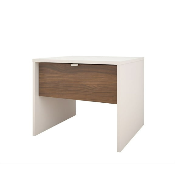 Nexera Modern 1 Drawer Nightstand in White and Bark Grey