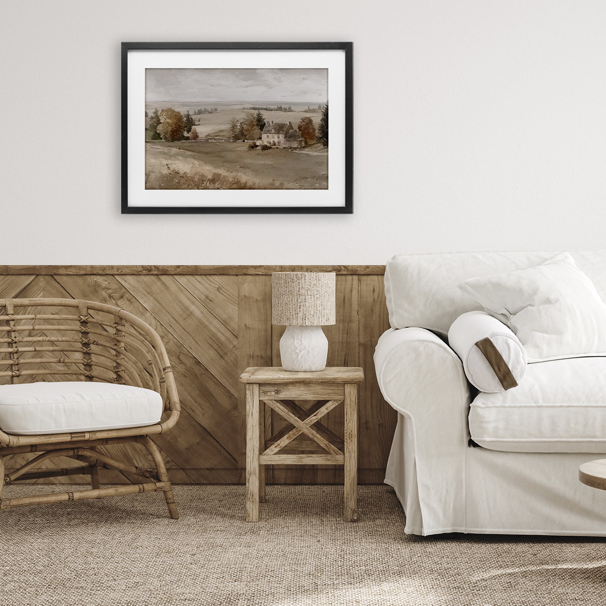 Stupell Industries Quaint Cottage in Countryside Black Framed Print Under Glass, design by Jacky Ngan