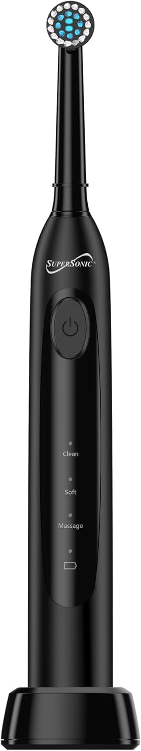 Supersonic TB-1000 Sonic Zoom+ Advanced Rotating Electric Toothbrush, 8,800 OPM, Wireless Charging, 6 Brush Heads, 3 Mod