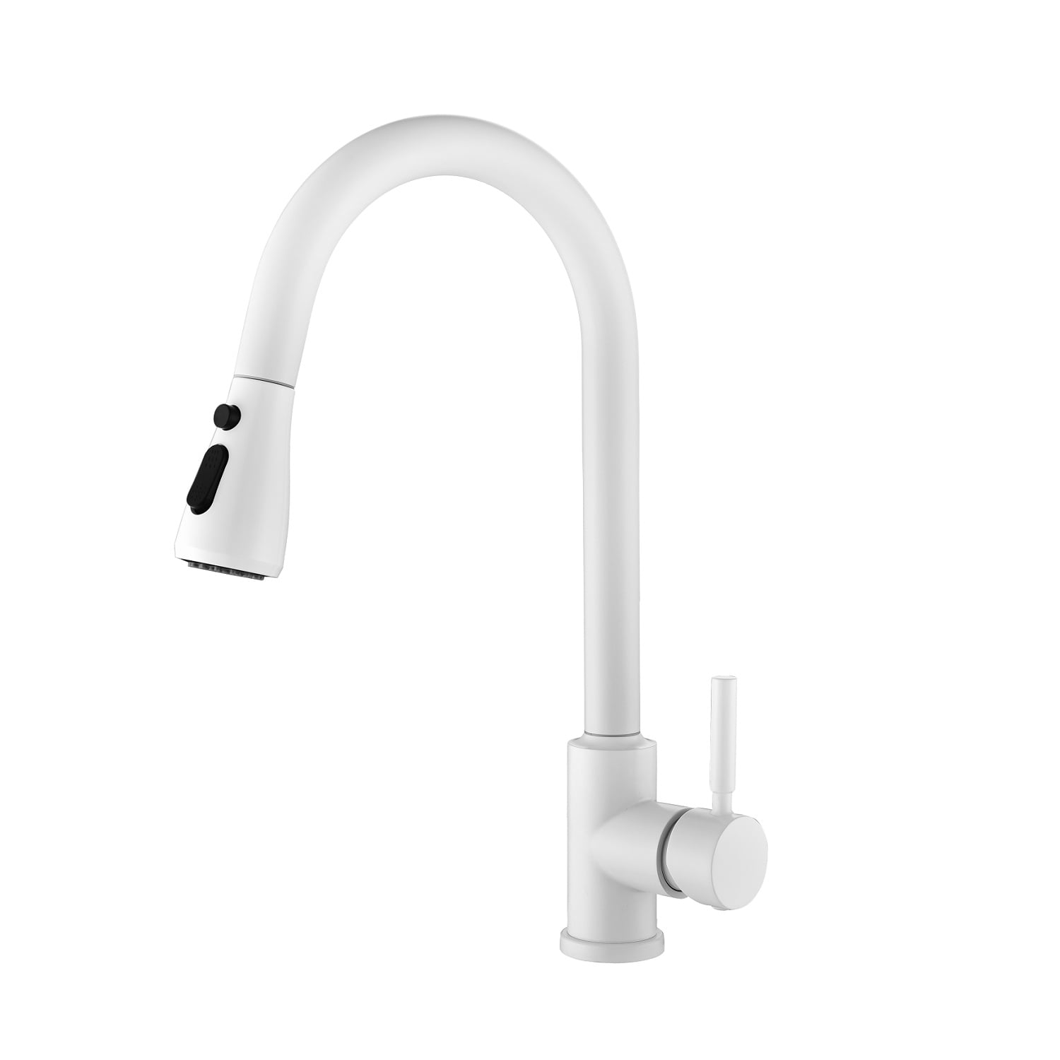 Matte White Stainless Steel Pull-Out Spray Kitchen Faucet