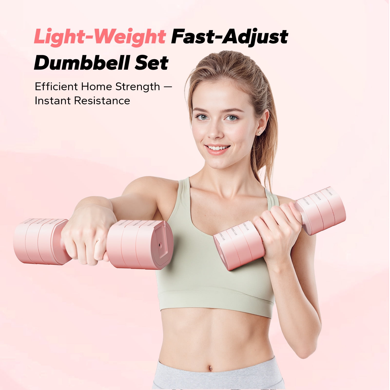 MERACH Adjustable Dumbbell Set, 4 in 1 Free Hand Weights for Women, Home Gym, 8.8 lbs, Set of 2