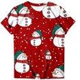 thumbnail image 5 of Fesfesfes Oversized Tshirt Women T-shirts Causal Round-Neck Snow Printing Blouse Short Sleeve Shirt Winter Tops Gym Shirts 6(M), 5 of 7