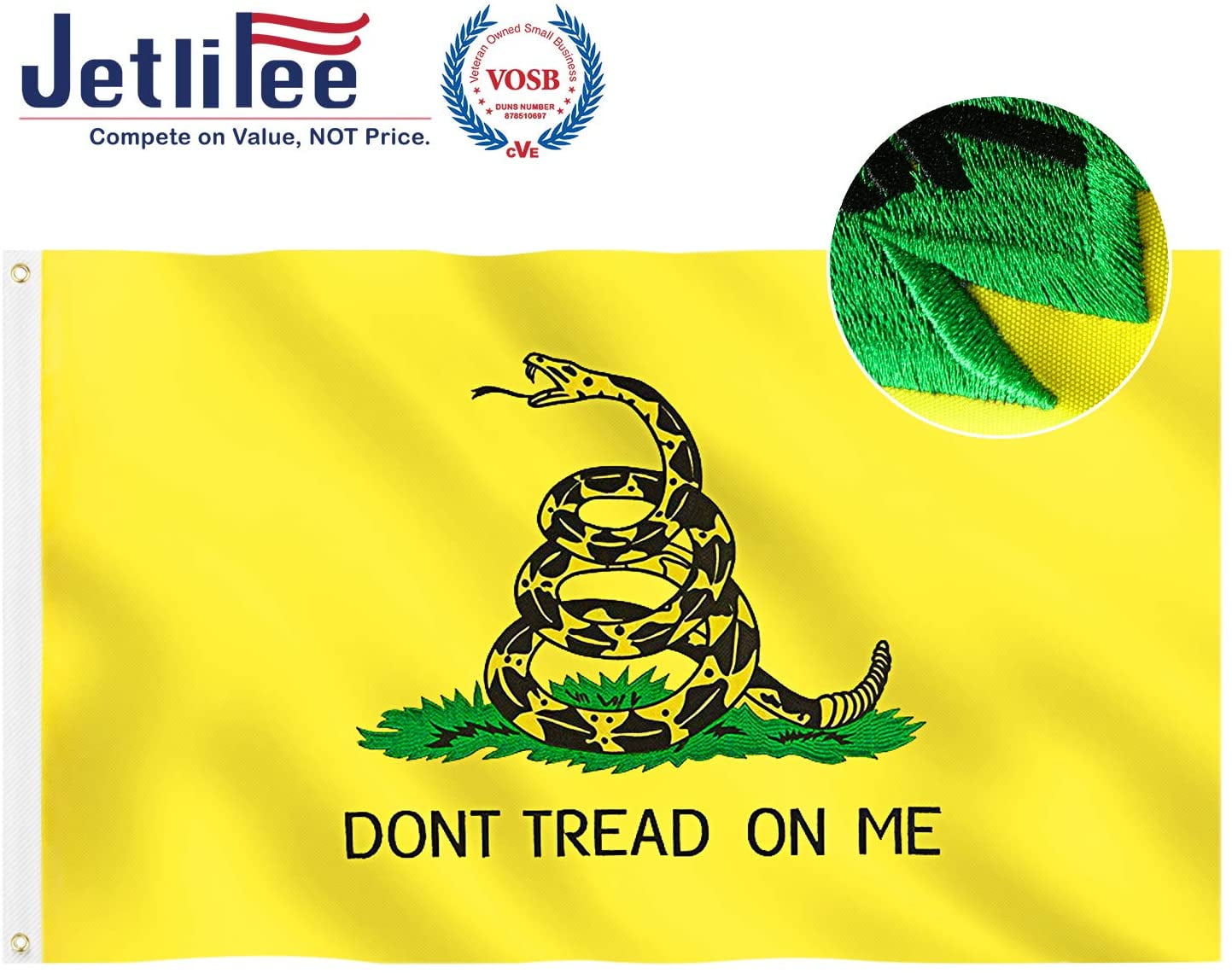 Cheap 3'x5' Dont Tread on Me Gadsden Flag Polyester 3x5ft Hanging Activities 