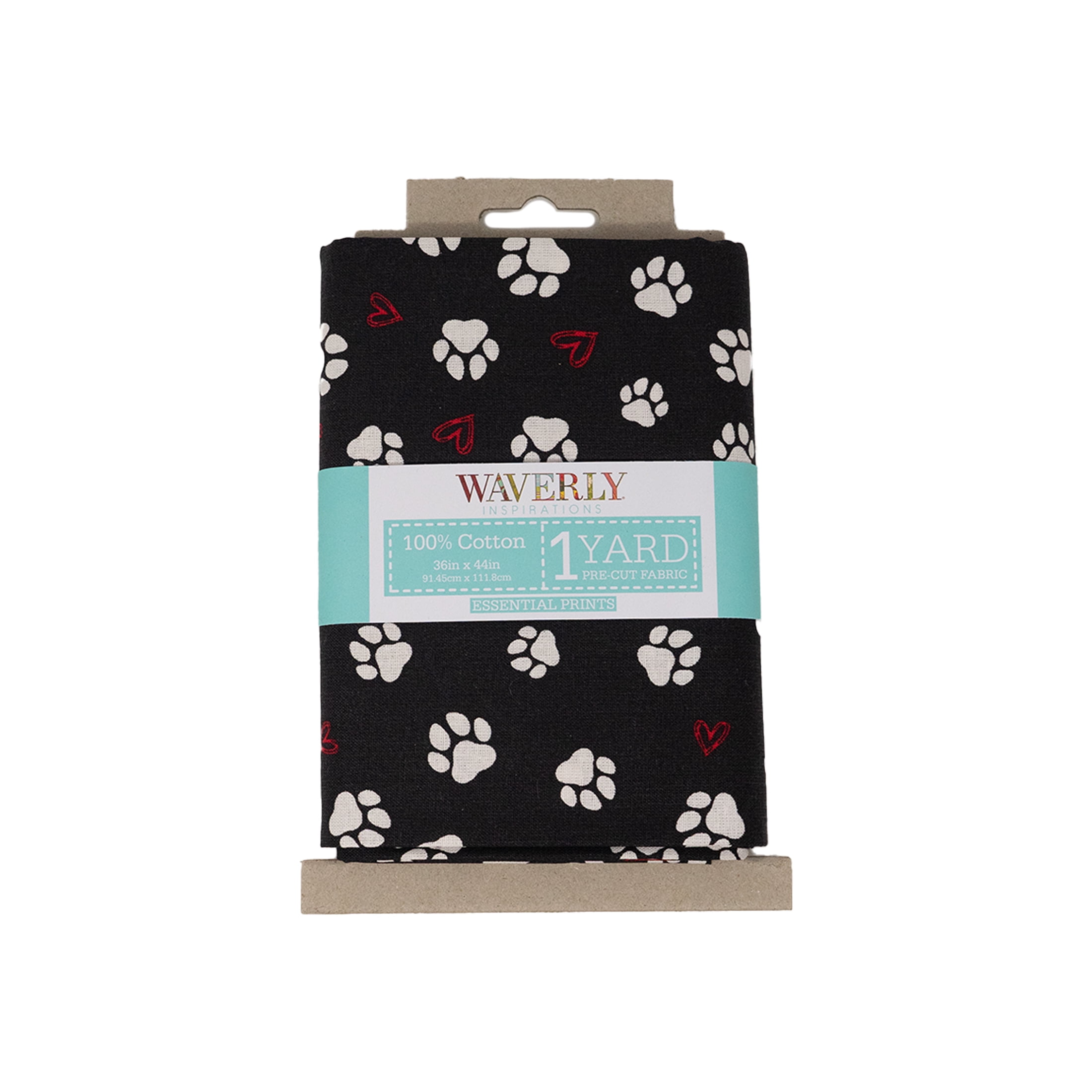 (2 pack) Waverly Inspirations 1 Yard Cut 100% Cotton Prints Fabric Paw Love Onyx 44" Wide for Quilting & Sewing