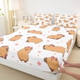 thumbnail image 4 of Erosebridal Brown Cute Capybara Bed Sheets For Capybara Lovers,Pink Bowknot Orange Polka Dots King Sheets 4 Pieces, 4 of 6