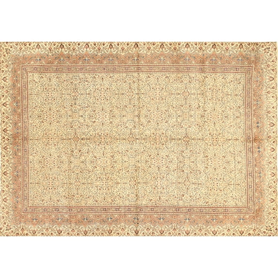 Ahgly Company Machine Washable Indoor Rectangle Traditional Sun Yellow Area Rugs, 6' x 9'