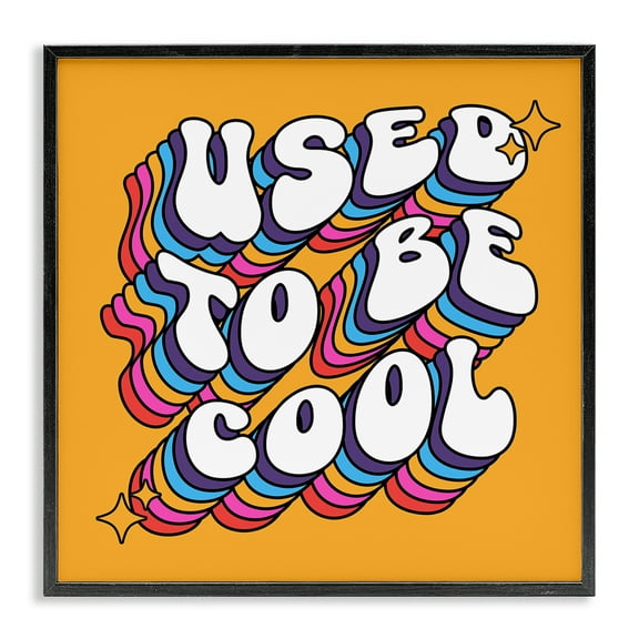 Stupell Industries Groovy Used To Be Cool Text & Numbers Painting Black Framed Art Print Wall Art, 12 x 12