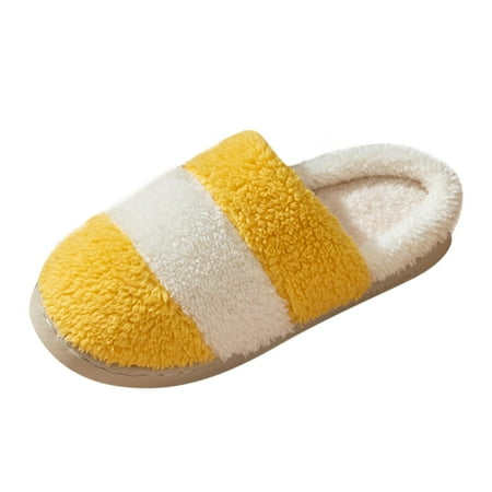 

Winter Couples Women Warm Home Baotou Plush Soft Bottom Comfortable Solid Color Flat Cotton Mop Womens Clog Slippers