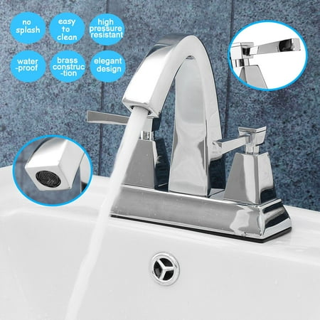 Deck Mount Basin Set - TAPCET Bathroom Basin Sink Faucets Faucet Chrome Dual Handle Deck Mount Brass Mixer Tap