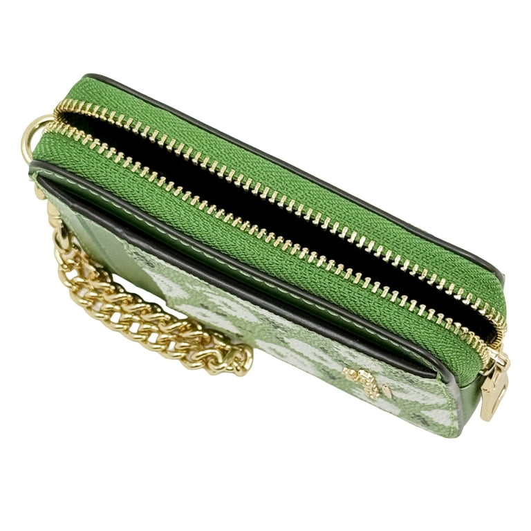 Coach Women's Small Zip Card Case with Floral Print (Green Multi