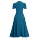 thumbnail image 5 of Vestido largo de manga corta para mujer: vestido de invitada de boda con cuello en V y mangas abullonadas, vestido de noche formal de cintura alta, tallas S-XL, 5 of 7