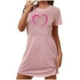 thumbnail image 2 of Sakmal Valentines Moomoo Nightgownss for Women Short Sleeve Love Cute Nightwear Heart Print Short Ladies Nightgown 2X, 2 of 5