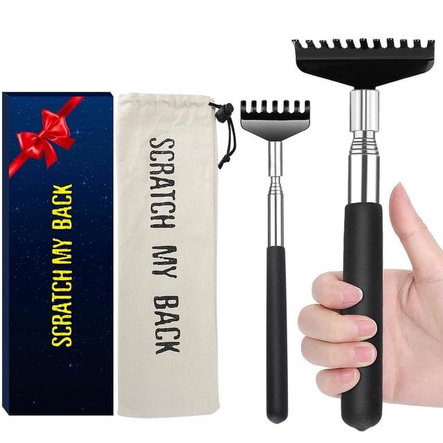 Back Scratcher Flanker-L de acero inoxidable de gran tamaño, paquete de 2