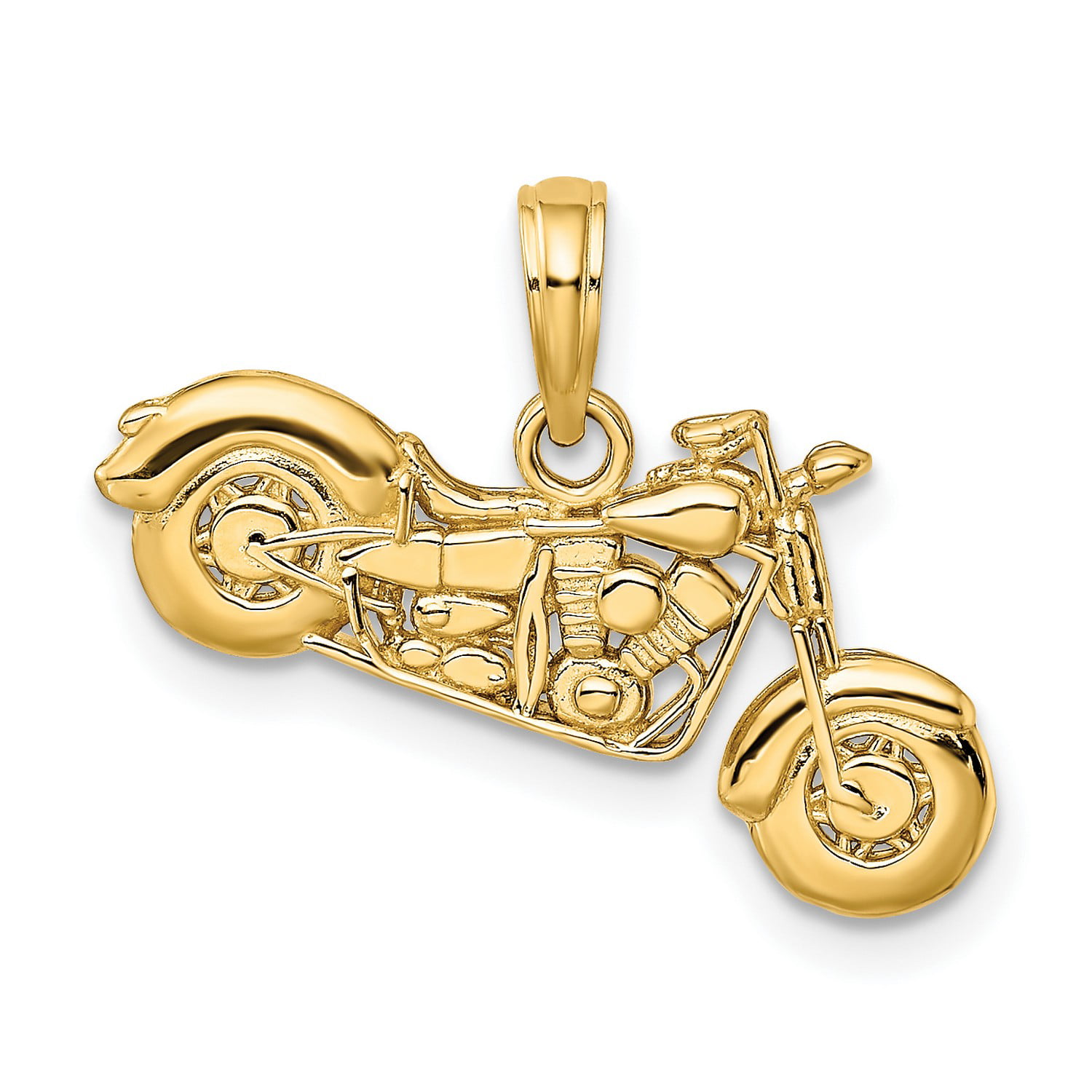 14k Yellow Gold I Love My Motorcycle Officer Pendant