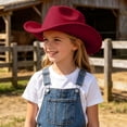 thumbnail image 2 of Wxirdiow Kids Boys Cowgirl Hat Kids Sparkly Cowboy Hat Wide Brim Jazz Cap Western Party Festival Outdoor Accessories Wine Size,4-10 Years, 2 of 9