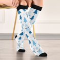 thumbnail image 5 of FORMRS Womens Knee High Socks Casual Long Thick Travel Daily Wear, 1 Pair, Blue Simple Cartoon Snowmen, 5 of 6