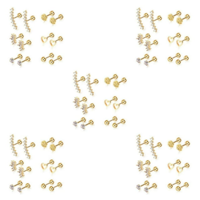 ziyahi 6a Set Of 2 Stainless Steel Fashionable Screw Studs Earrings Eye-Catching And Versatile Piercings 5Set