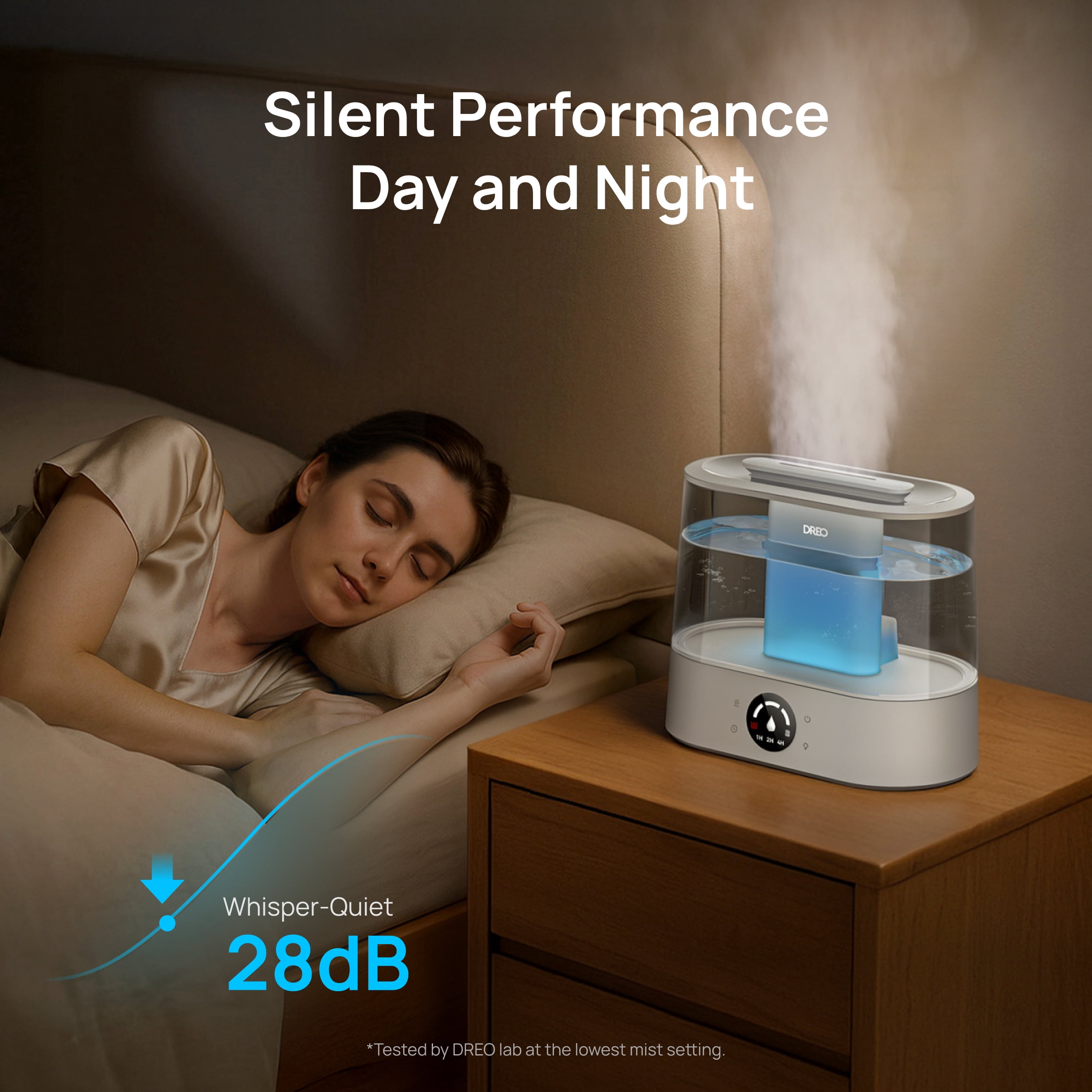 DREO 4L Cool Mist Humidifier for Large Room, 36H Long Runtime Top-Fill Humidifiers, Essential Oil Aroma Pad Tray, 28dB Quiet Ultrasonic Humidifier for Home, Touch Control