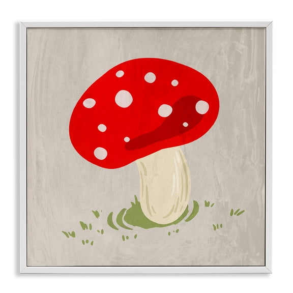 Stupell Industries Contemporary Red Spotted Mushroom White Framed Giclee Art, 24 x 24, by Ziwei Li