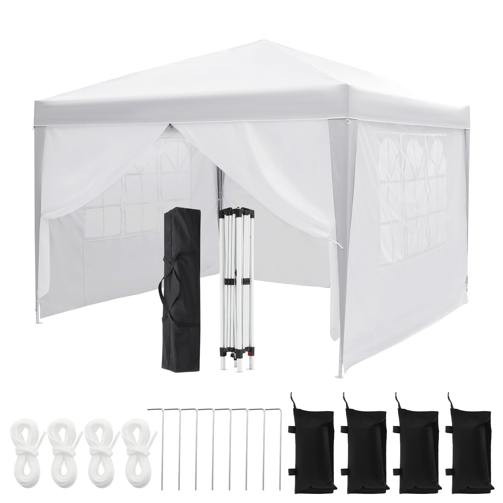 10x10 Pop Up Canopy Tent with 6 Removable Sidewalls, Heavy Duty Commercial Instant Gazebo, Waterproof All-Weather Event Tent for Wedding Party Backyard Patio Garden, White