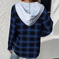 thumbnail image 5 of Sudadera Chaqueta informal para mujer Camisas a cuadros con botones de un solo pecho Chaquetas diarias de primavera Cgtredaw Azul T XL para Mujer, 5 of 5