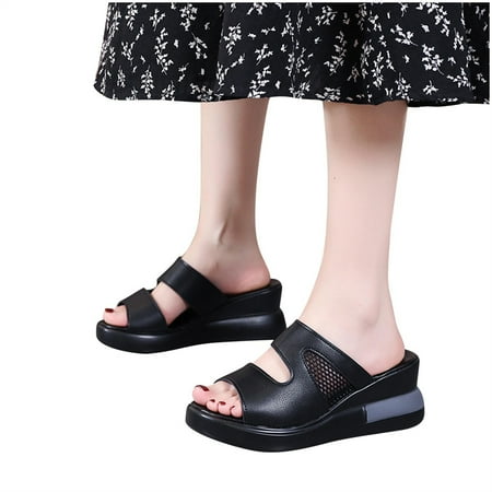 

SHENGXINY Wedge Heel Platform Women Slippers Casual Beach Sandals Flat Sports Cloud Vulcanized Shoes Home Floor Apartment 2022 Summer