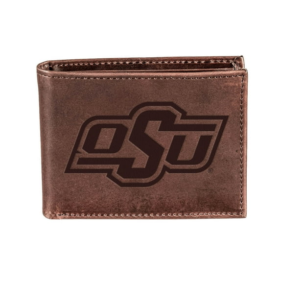 Brown Oklahoma State Cowboys Bi-Fold Leather Wallet