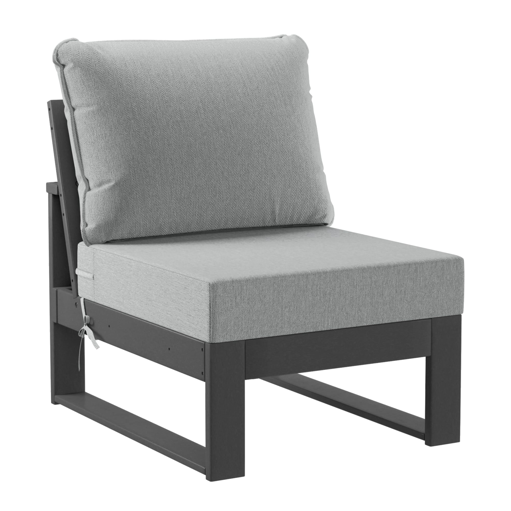 WestinTrends Montara Outdoor 4-Piece HDPE L-Shaped Modular Patio Sofa Furniture Set, Gray/Light Gray