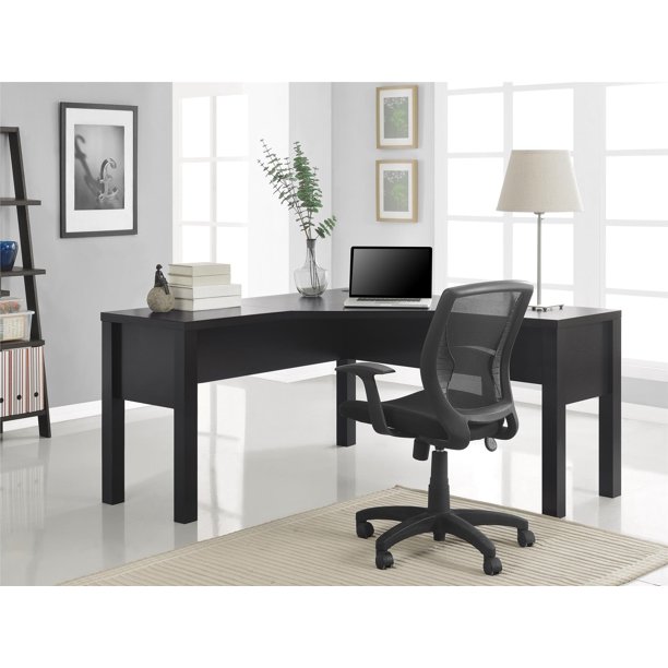 Ameriwood Home Princeton LShaped Desk with Wire Management, Espresso