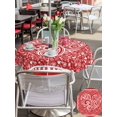 thumbnail image 4 of Outdoor Tablecloth with Umbrella Hole and Zipper, Valentine's Day Round Table Cloth 54 Inch Waterproof Tablecloth, Red Love Retro Country Abstract Art Picnic Table Cover for Patio Camping, 4 of 7