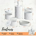 thumbnail image 3 of 5-Piece  White Bathroom Accessory Set Soap Dispenser & Dish, Toothbrush Holder, 2 Storage qtip Jars, 3 of 8