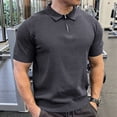 thumbnail image 2 of Mens Knit Polo Shirt Short Sleeve Textured Lightweight Casual Sweater Polo for Men Navy, 2 of 5