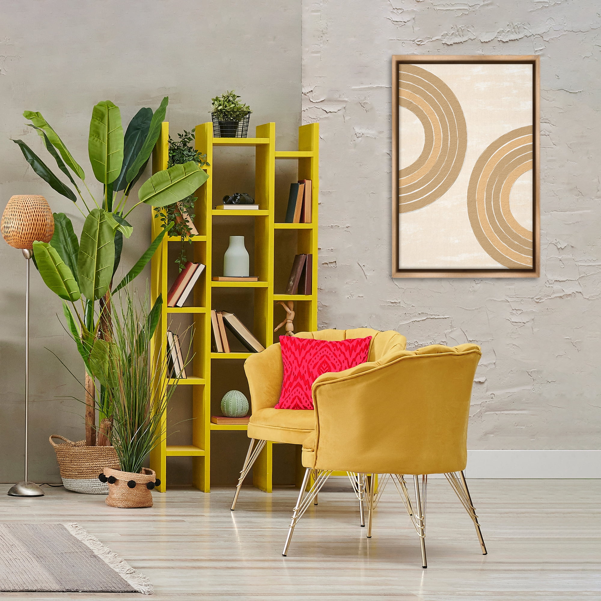 Stupell Industries Neutral Arch Expressions Abstract Painting Brown Floater Framed Canvas Art Print Wall Art, 21 x 31