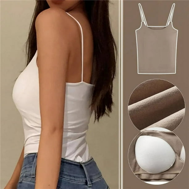 Top Female Sexy Bras Spaghetti Strap Crop Tops Wirefree Brassiere Fashion  Camisole Seamless Underwear Top With Built In Bra 