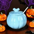 thumbnail image 4 of Litrail Pumpkin Shaped Ceramic Jar with Airtight Lid & Spoon - Heat Resistant, Blue - Halloween Thanksgiving Decor & Spice/Tea Storage, 4 of 6