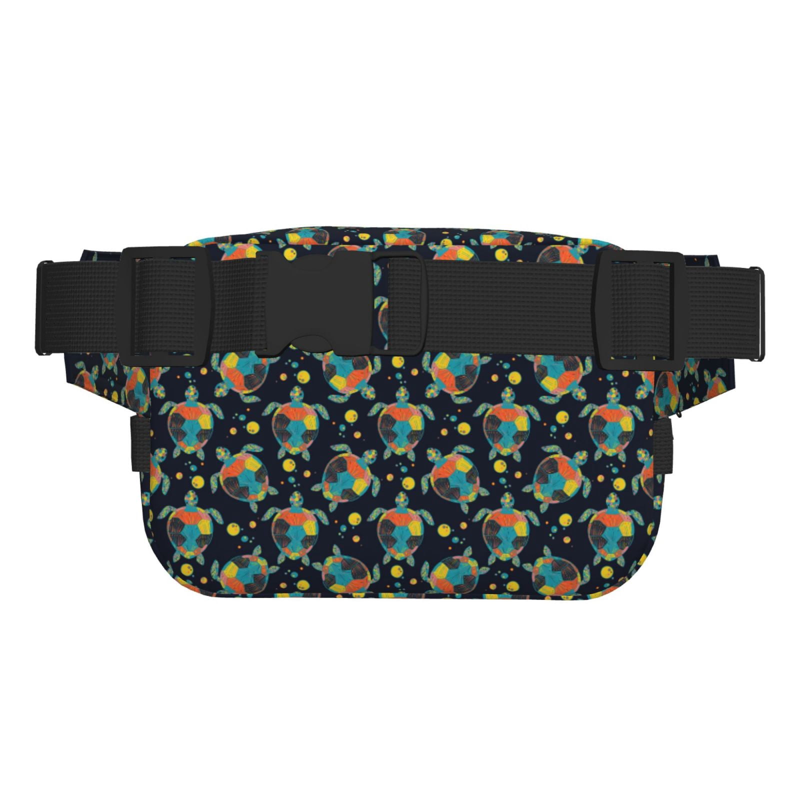 Picia Colorful Turtles Print Square Double-Layer Waist Bag Mini Adjustable Waist Belt Bag Exercise Running Travel Hiking