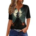 thumbnail image 4 of Halloween Witch Shirt Women V Neck T Shirt Funny Graphic Tee Tops Black M, 4 of 6