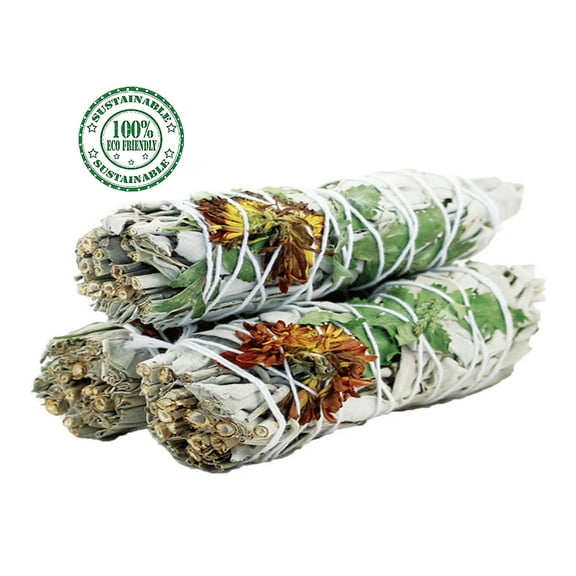 3 Pack Peaceful Sage 6" Smudge Stick Bundle White Sage Sticks for Cleansing, Energy Clearing, Smudging, & Positive Vibes