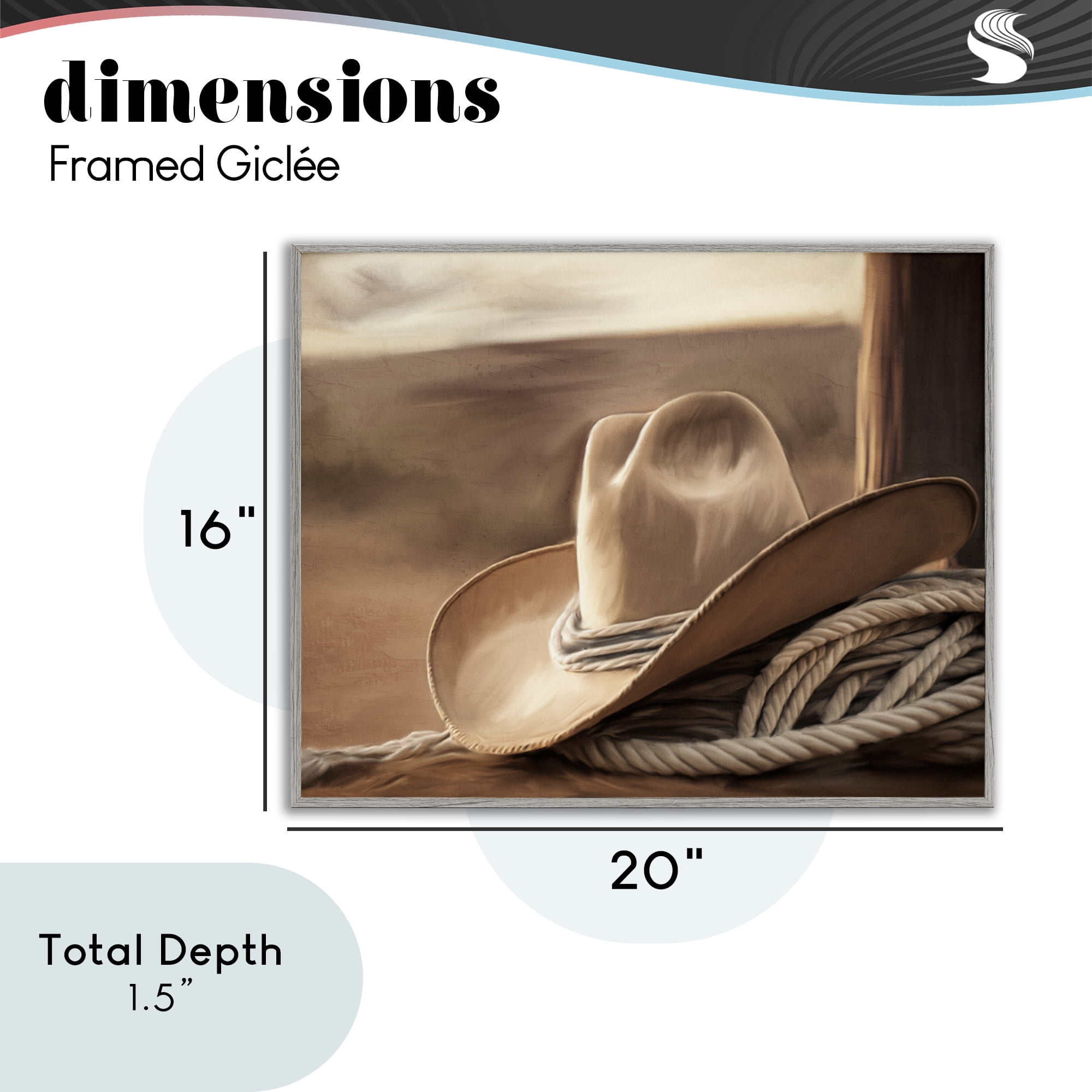 Stupell Industries White Cowboy Hat Gray Framed Giclee Art, design by Kim Allen