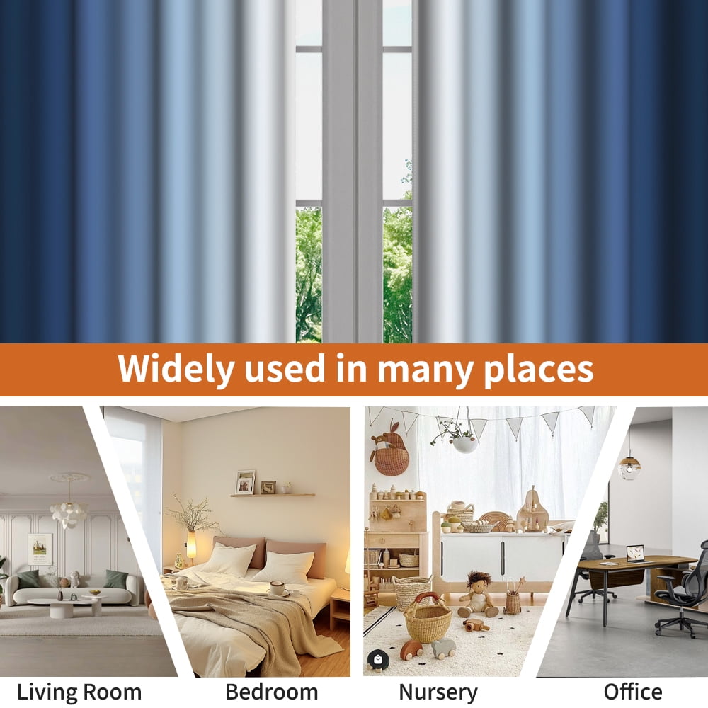 LFEEY Navy Blue and Greyish White Ombre Curtains, Room Light Blocking Curtains , 42x63inch, 2 Panel