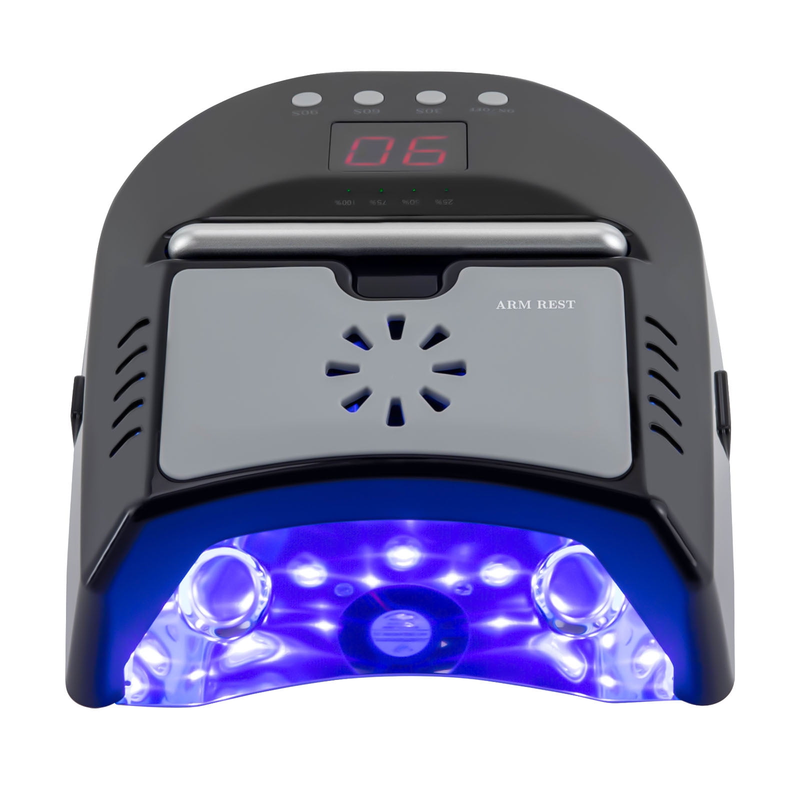 72W UV LED Nail Lamp with Rechargeable Lithium Battery, Digital Timer, Cooling Fan, Removable Base for Fast Drying and Safe Nail Care