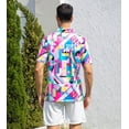 thumbnail image 4 of Aideaone Men Golf Polo Shirts Short Sleeve Button Down Gradient Tropical 3D Print Dry Fit Moisture Wicking Athletic Performance Shirt, 4 of 8