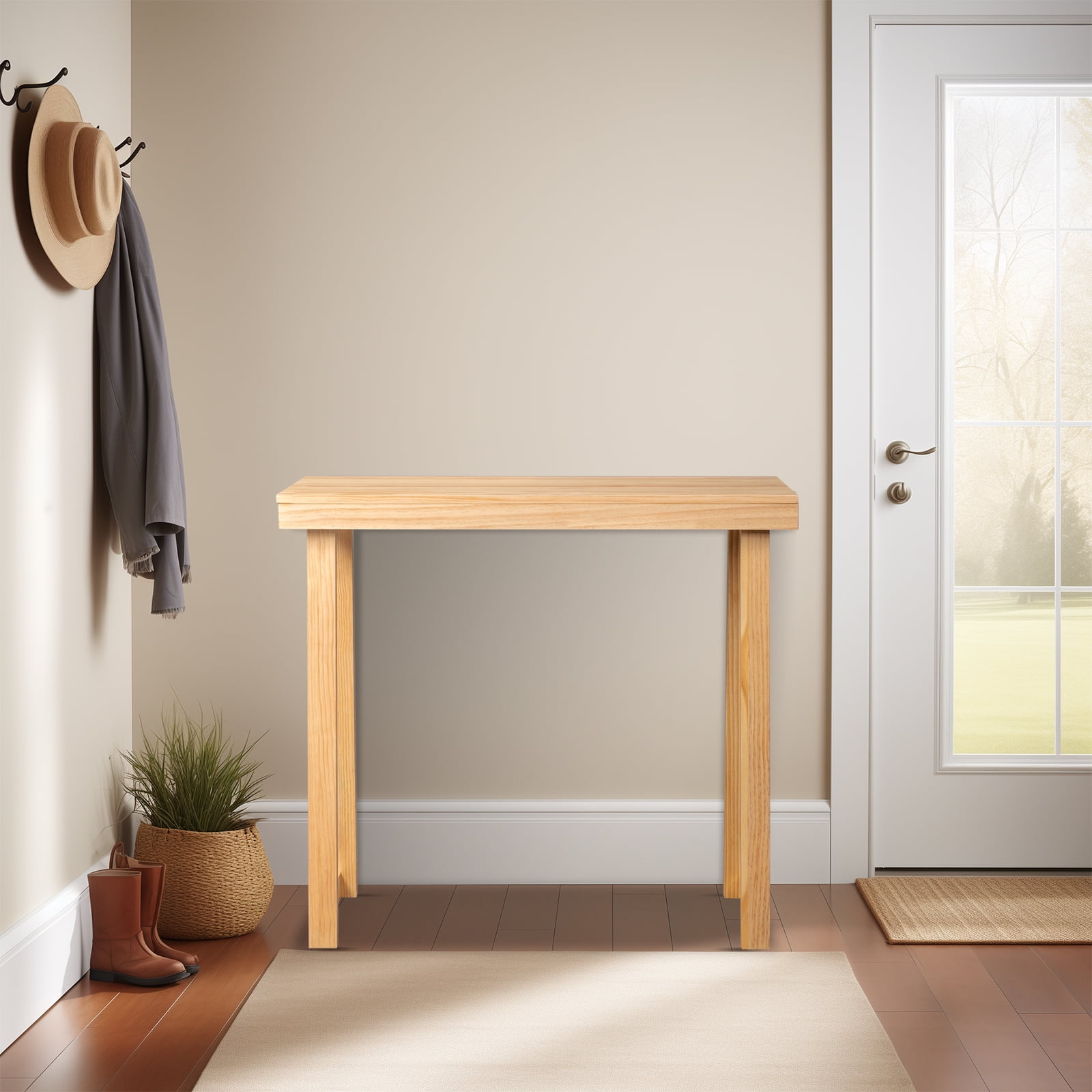 35.8 Inch Solid Wood Console Table for Entryway, Sofa Table Narrow Entryway Table for Hallway, Behind The Couch, Living Room, Foyer, Wood Color