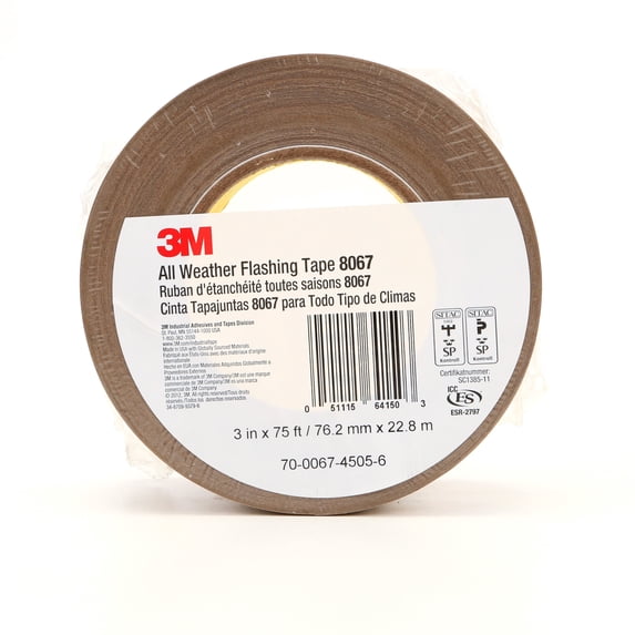 3M All Weather Flashing Tape 8067 Tan, 3 in x 75 ft, 12 per case, Slit Liner (2-1 Slit)