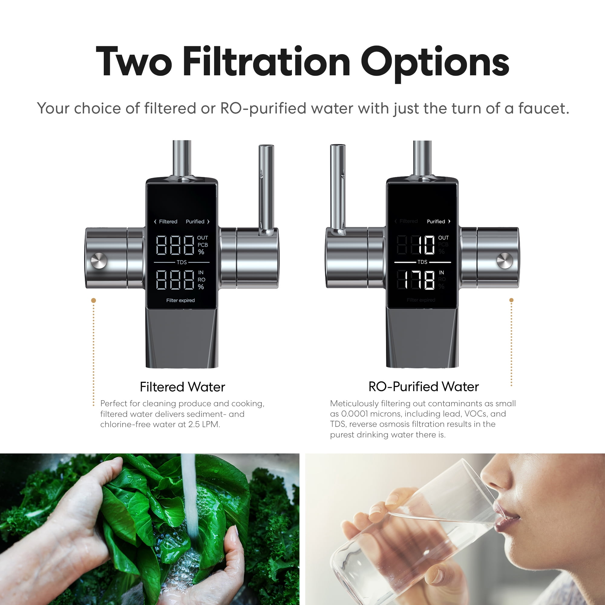 Brio G10-U Reverse Osmosis Water Filtration System with Smart Faucet, 500 GPD, 2:1 Pure to Drain, 4-in-2 Filtration